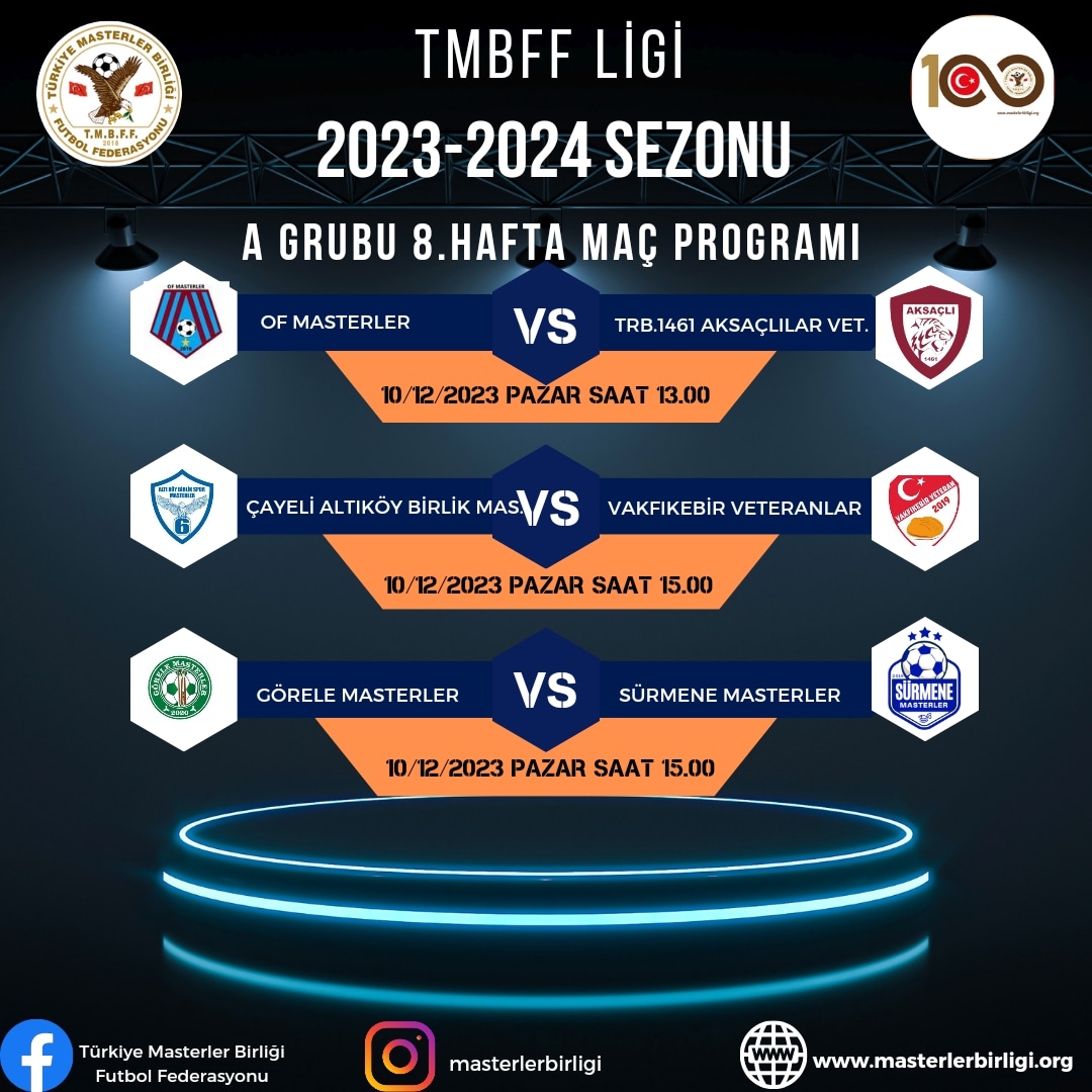 TMBFF LİGİ 2023-2024 SEZONU 8.HAFTA MAÇ PROGRAMI
