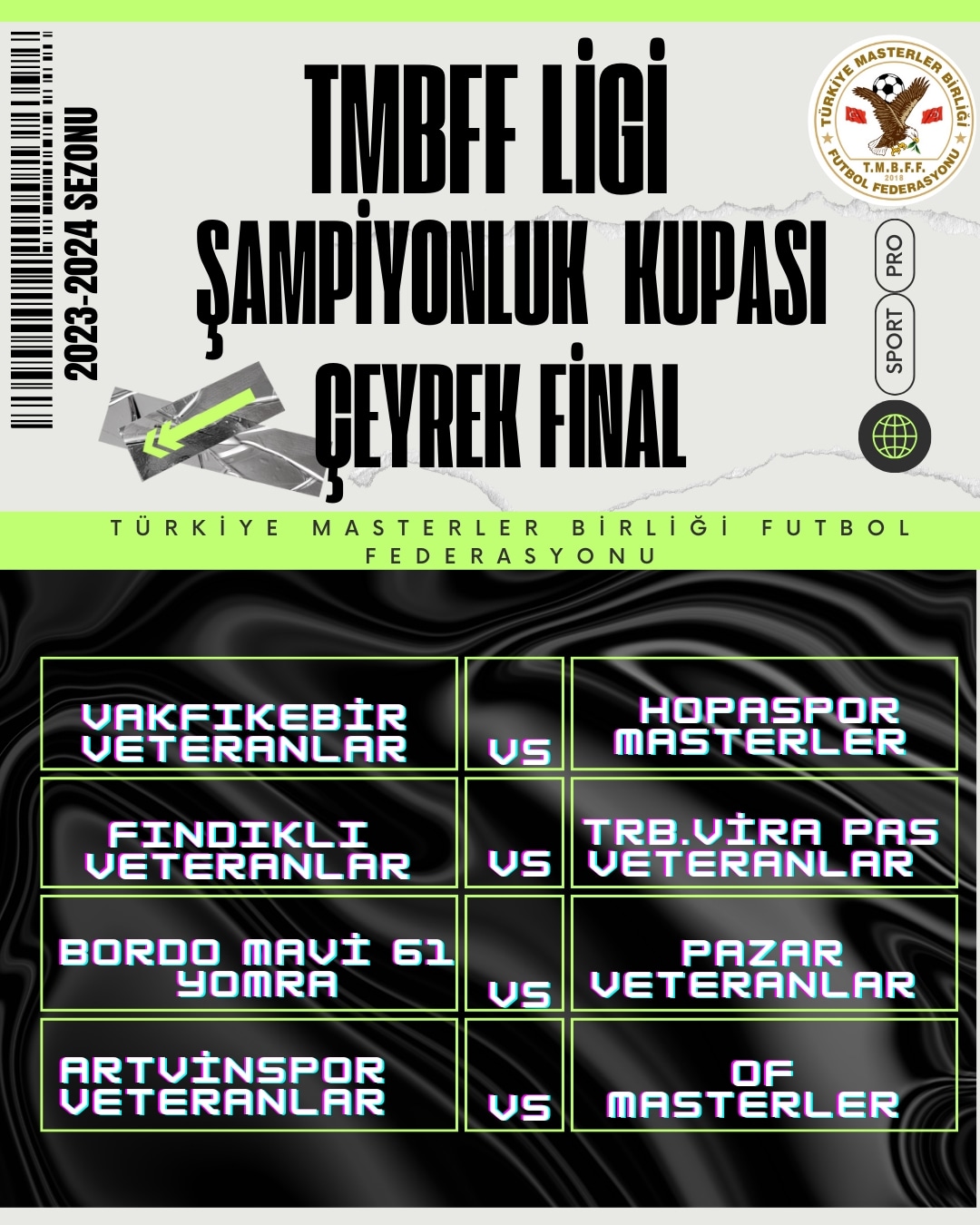 TMBFF LİGİ 2023-2024 SEZONU ÇEYREK FİNAL EŞLEŞMELERİ
